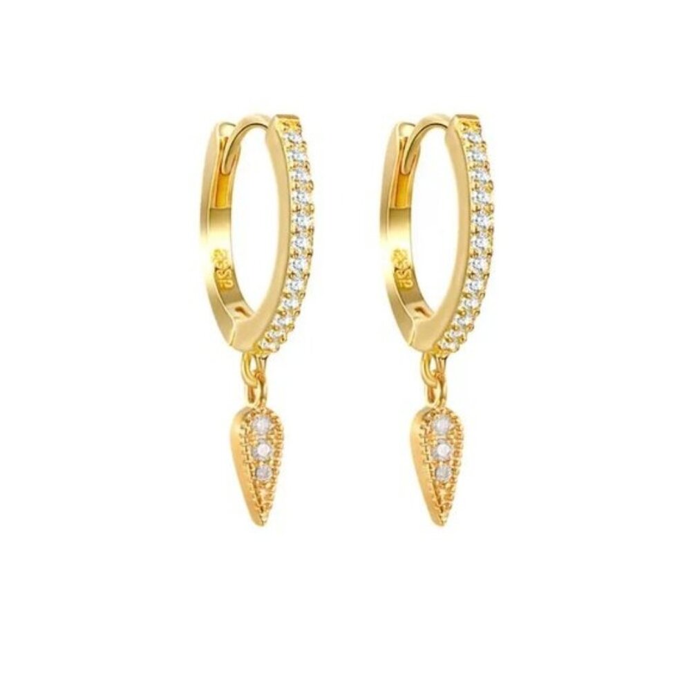 Huggies Pave Huggies Gold High Quality Pave Spike Huggies Dainty Earrings CUTE!!